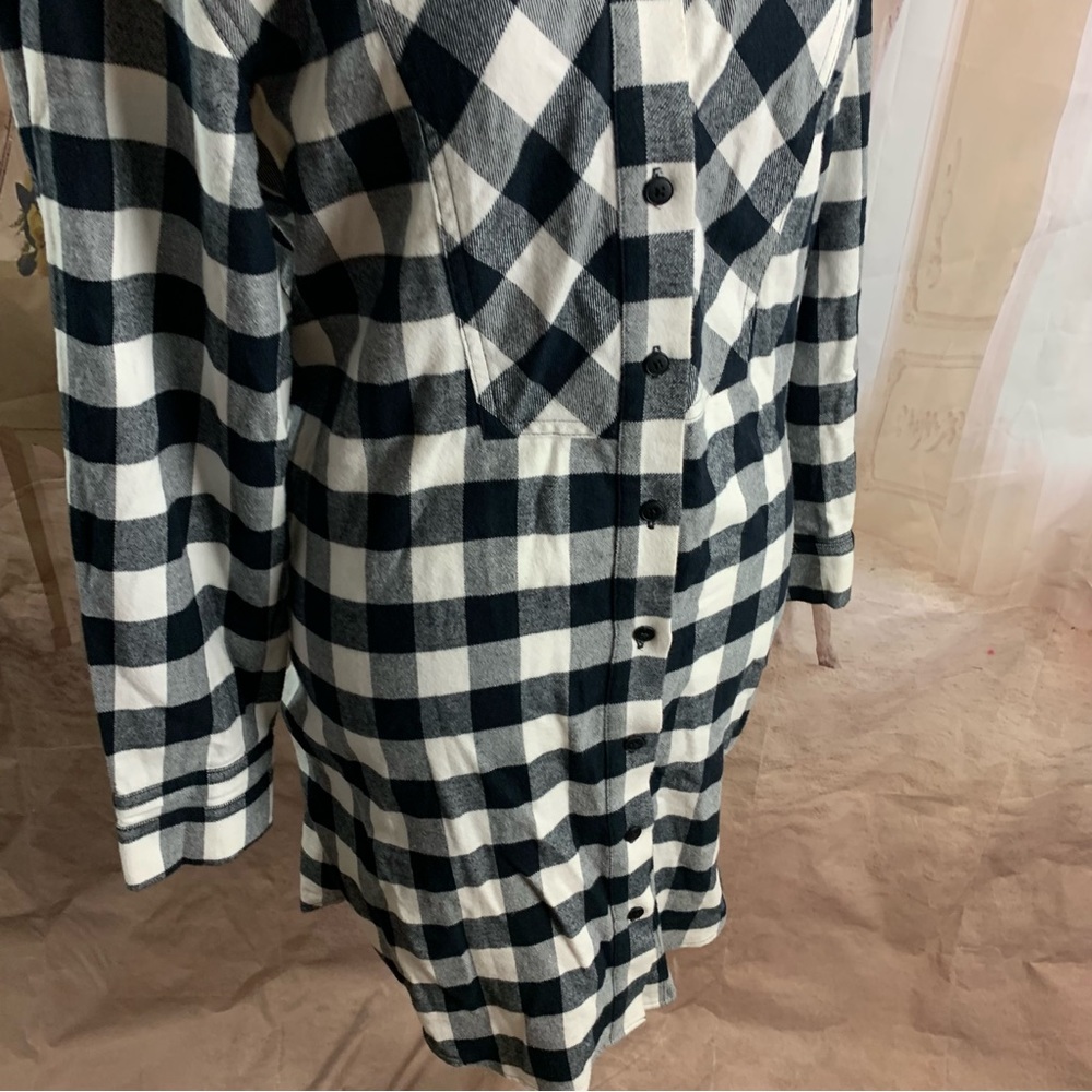 Derek Lam 10 Crosby Checker Plaid Flannel Tie Tunic Dress - Picture 7 of 14